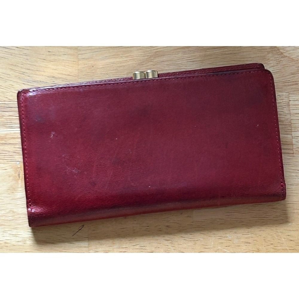 Women's Vintage Red Coach Leather Wallet Coin Purse Card Holder Logo 90s - Picture 3 of 6